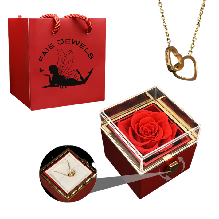Eternal Rose Box W/ Engraved Necklace - Faie Jewels