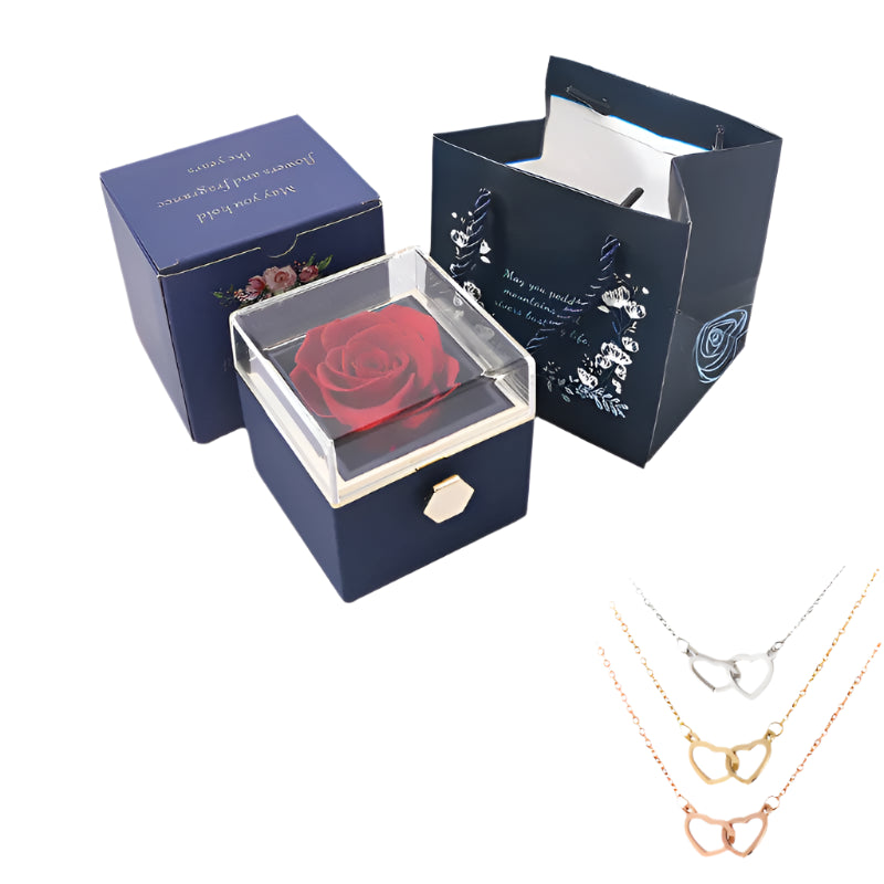 Eternal Rose Box W/ Engraved Necklace - Faie Jewels