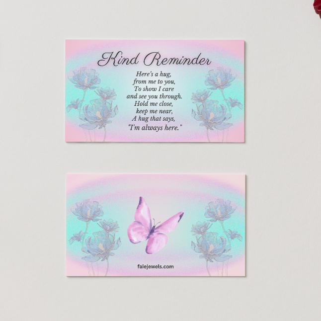 Two motivational cards with butterfly designs and text on a light background