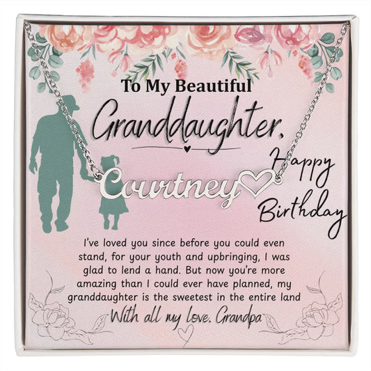 To My Granddaughter - Heart Name Necklace - Faie Jewels