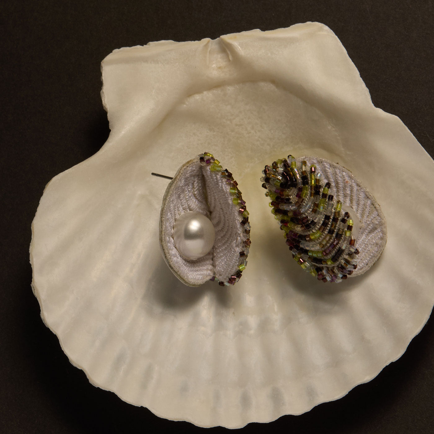 Oyster Earrings Grey